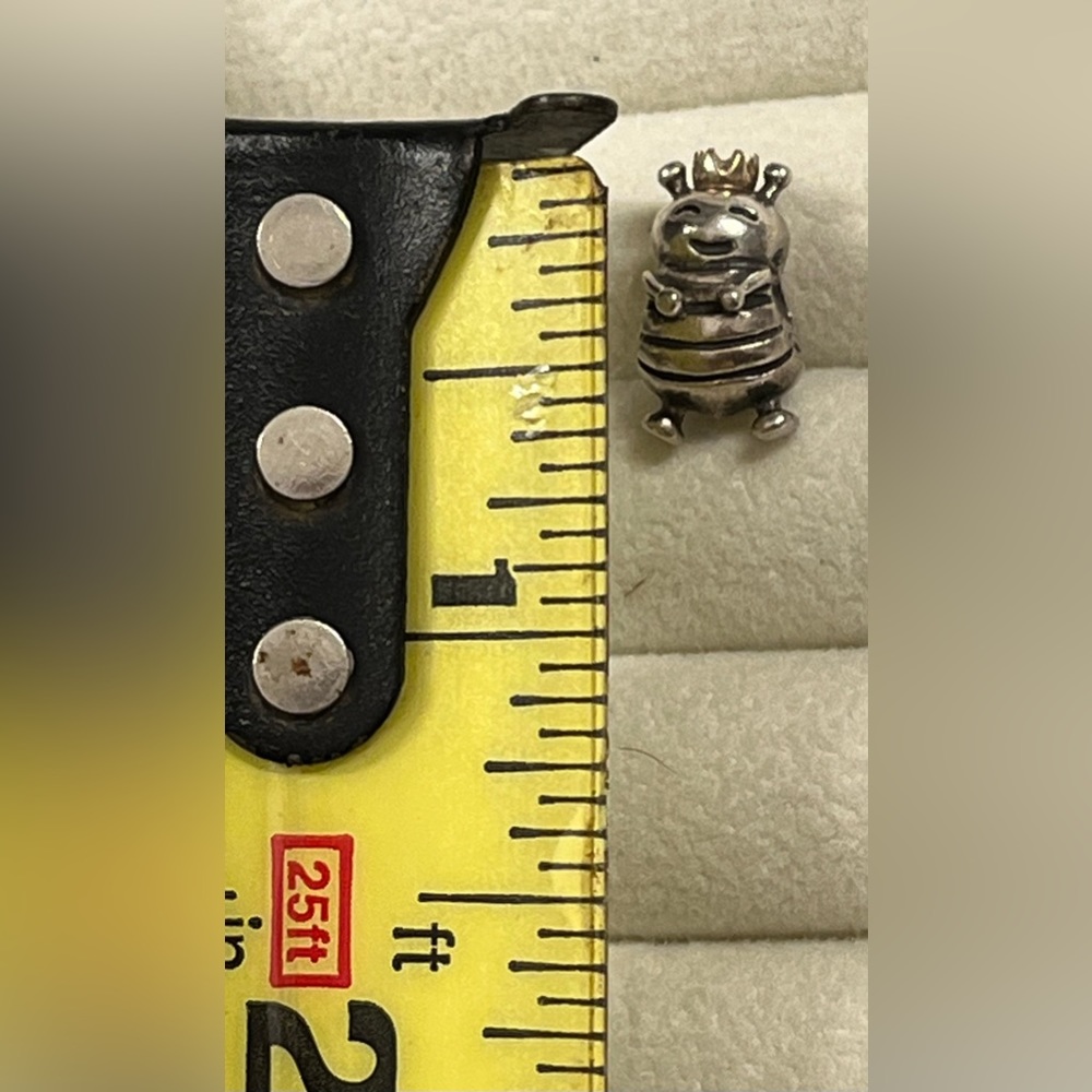 👑🐝Pandora Retired Sterling Silver Queen Bee Bead With 14K Gold Crown - Picture 4 of 11